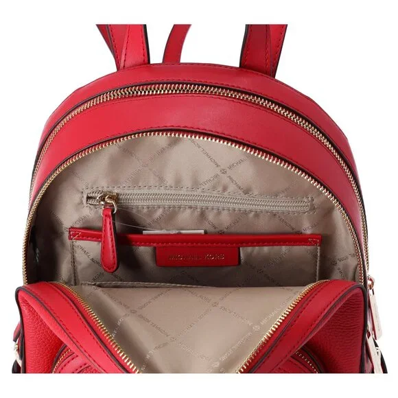 Michael Kors Abbey Jaycee Medium Backpack Bright Red Pebbled Leather - Picture 7 of 7